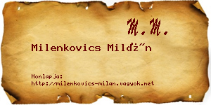 Milenkovics Milán névjegykártya