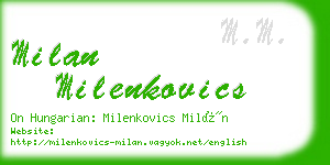 milan milenkovics business card